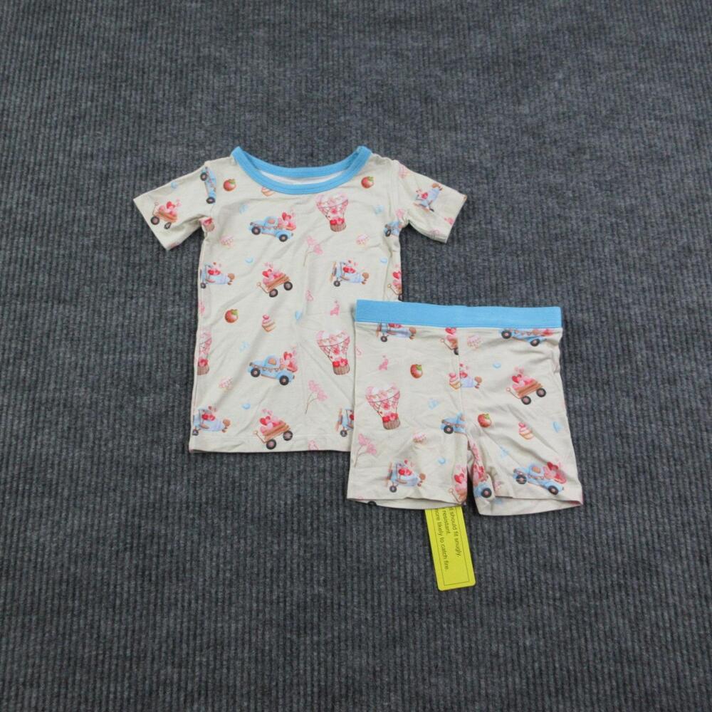 Bam & Stitch Pajamas Sleep Unisex 18-24 Months White Bamboo Jersey 2pc Crew Top